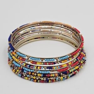 Beaded Metal Bracelets set of 7
